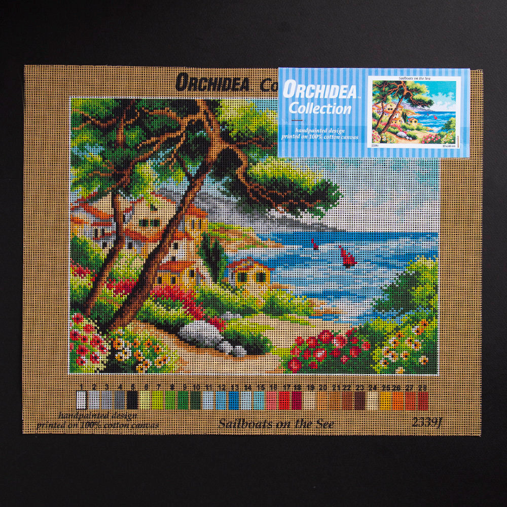 ORCHİDEA 30 x 40 cm Denizdeki Yelkenliler Baskılı Goblen 2339J